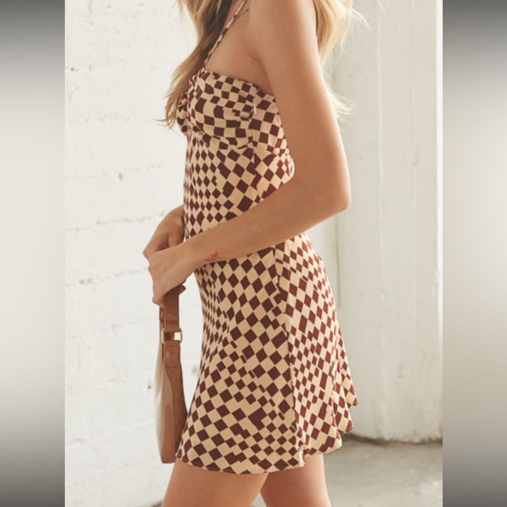 Like new brown checkered mini dress